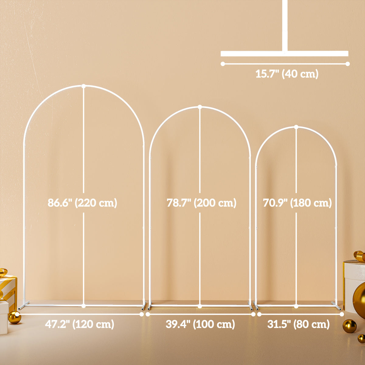 Wedding Arch, 7/6.5/6 ft Metal Balloon Arch Backdrop Stand Set of 3 for Birthday Party, Bridal Shower – view 9