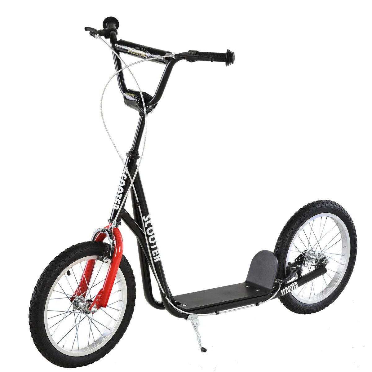 Aosom Kids Kick Scooter for 5+ Year Old, Kids Ride on Toy w/ 16'' Inflatable Wheel Dual Brakes