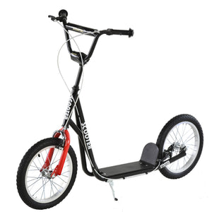 Aosom Kids Kick Scooter for 5+ Year Old, Kids Ride on Toy w/ 16'' Inflatable Wheel Dual Brakes