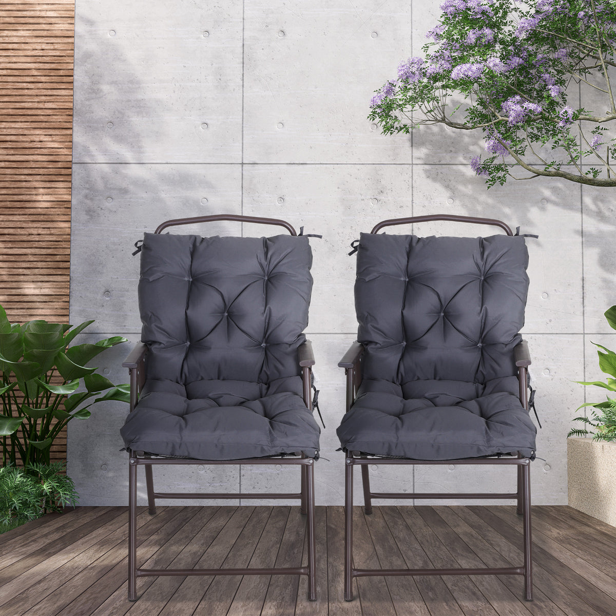 Patio Chair Cushions Set of 2, 39" x 20" x 3" Outdoor Tufted Cushion Set with Ties for Indoor Outdoor – view 10