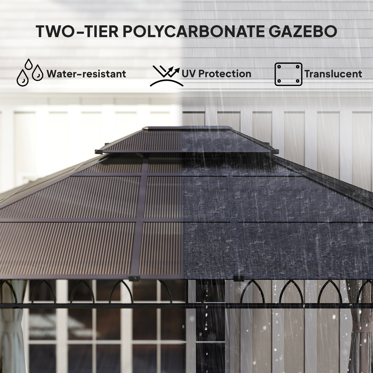 10' x 10' Outdoor Hardtop Gazebo Canopy w/ Double PC Roof, Steel Frame, Nettings – view 24