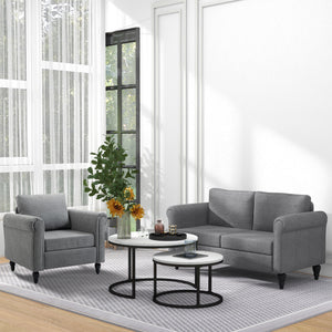Vintage Loveseat, Upholstered Love Seat Furniture, Chenille-feel Fabric 2 Seater Sofa Couch with Rolled – view 20