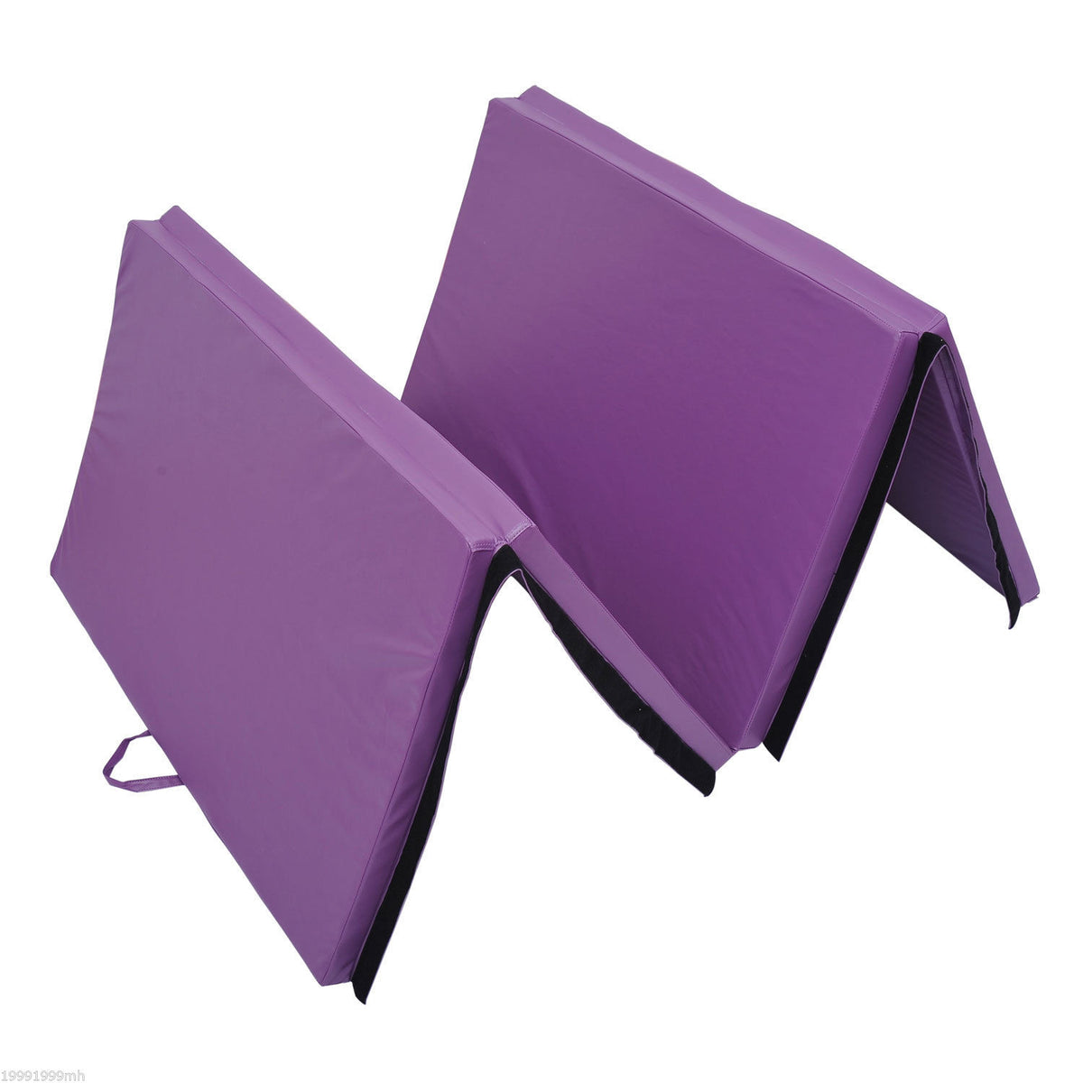 Soozier Tumbling Mats 4ftx10ftx2inch PU Leather Gymnastics Gym Mat Arts Folding Yoga Exercise Mat Pad 4 Panel Purple