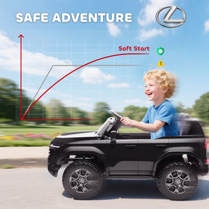 Qaba 12V Ride On Car, Licensed Lexus GX550, 2-Seater Kids Electric Vehicle with Remote Control and Suspension System, Black