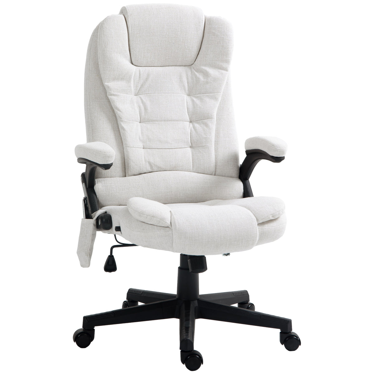 Reclining Massage Office Chair, Executive Office Chair with High Back, Swivel Wheels, White