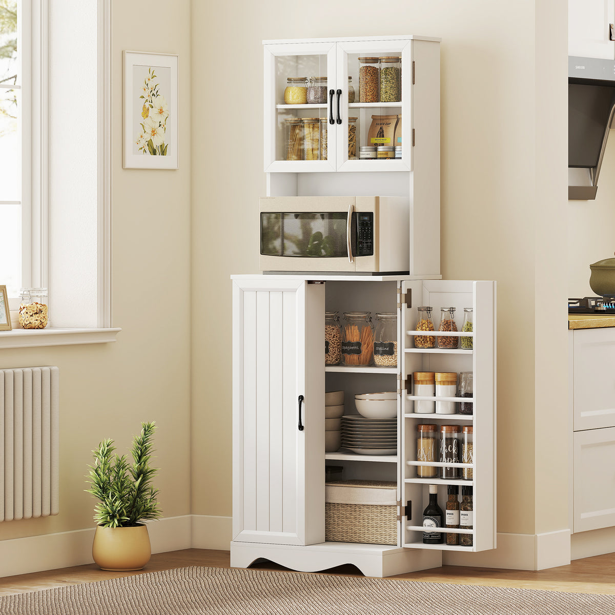 71" Kitchen Pantry Cabinet, Freestanding Kitchen Hutch with 8 Door Shelves – view 14