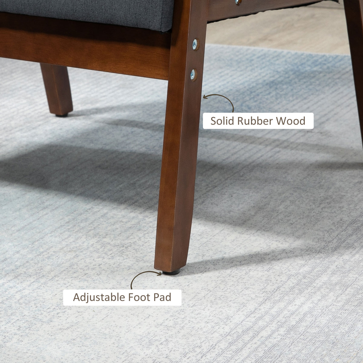 Accent Chairs with Cushioned Seat, Upholstered Linen-Feel Armchair with Adjustable Feet for Bedroom – view 12