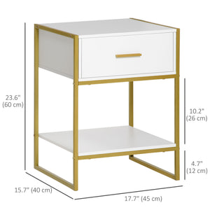 Nightstand Set of 2, Modern Bedside Table with Drawer and Shelf, Bedside Cabinets for Bedroom, White – view 2