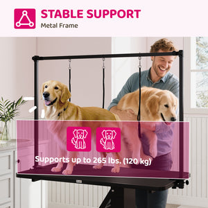43" L Hydraulic Dog Grooming Table, Z-Lift Height Adjustable Pet Grooming Table with Noose and Non-Slip Tabletop