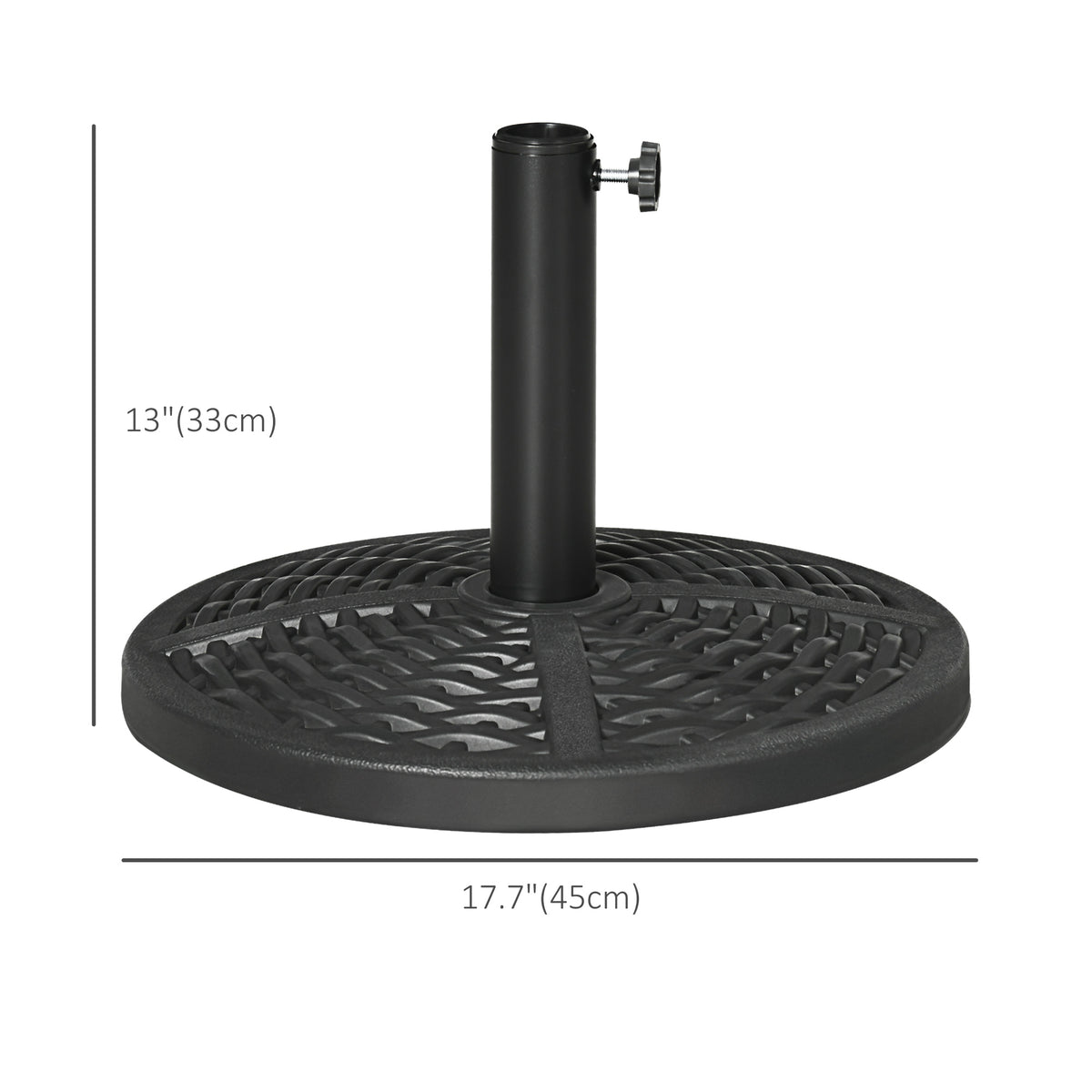 21 lbs Cement Round Market Umbrella Base Holder, 18" Heavy Duty Parasol Stand with Rattan Design for Patio, Black