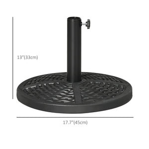 21 lbs Cement Round Market Umbrella Base Holder, 18" Heavy Duty Parasol Stand with Rattan Design for Patio, Black