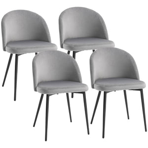 Modern Dining Chairs, Mid-Back Velvet-touch Upholstery Side Chair, Table Chair for Living Room, Dining Room, Grey, Set of 4