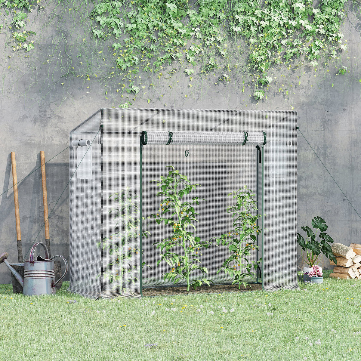 6.6' x 2.5' x 5.5' Patio Hot House, Walk-in Garden Greenhouse with Steel Frame, Door, Window for Balcony, Patio, White