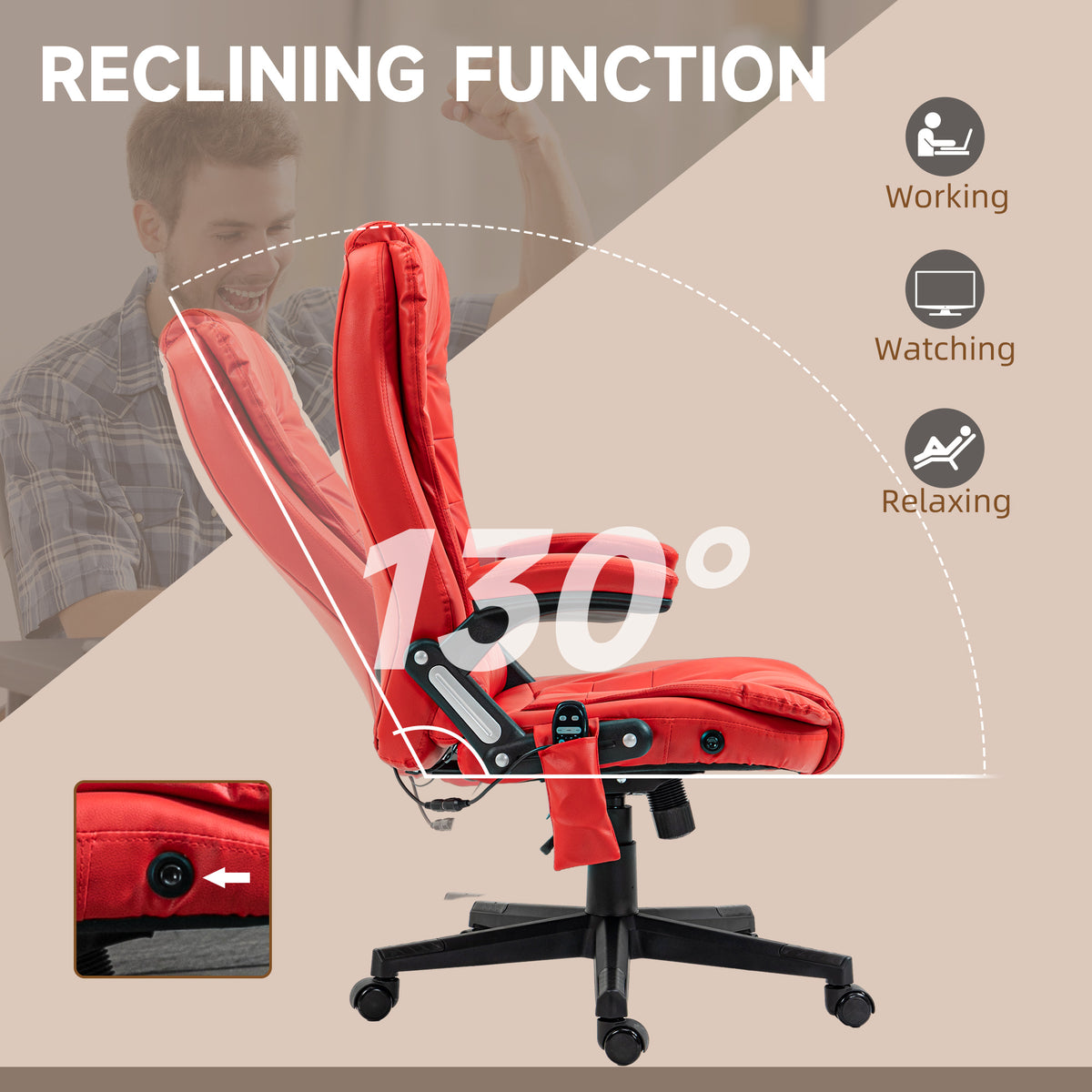 Executive Massage Chairs Heated High Back Reclining Office Chair Swivel Leather Adjustable Vibrating – view 11