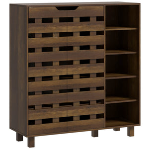 Shoe Cabinet, 21 Pair Shoe Storage Cabinet Organizer with 5-tier Double Door Cupboard and 5-tier Open – view 3