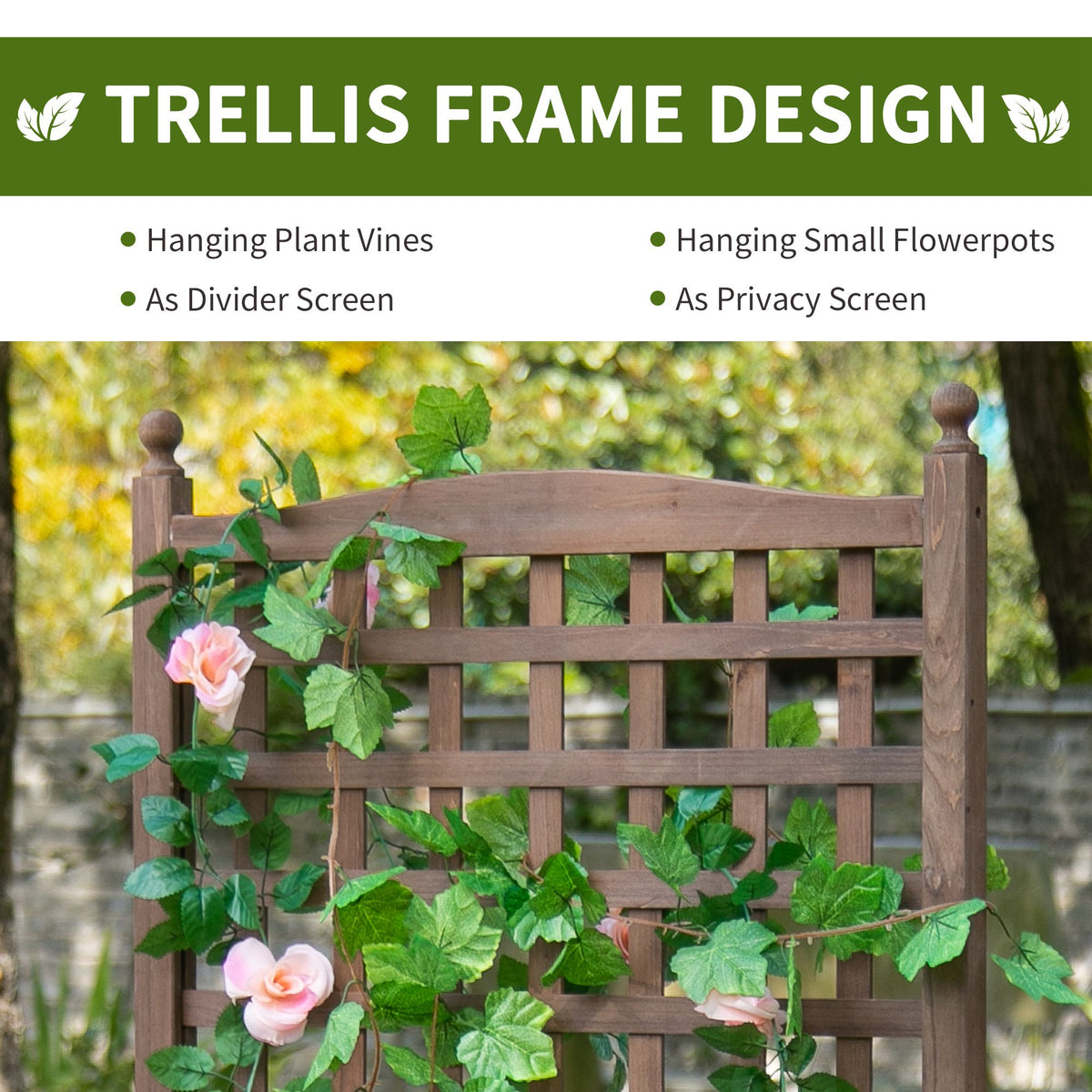 Raised Garden Bed with Trellis, Wood Planter Box for Garden, Free Standing Flower Bed – view 5