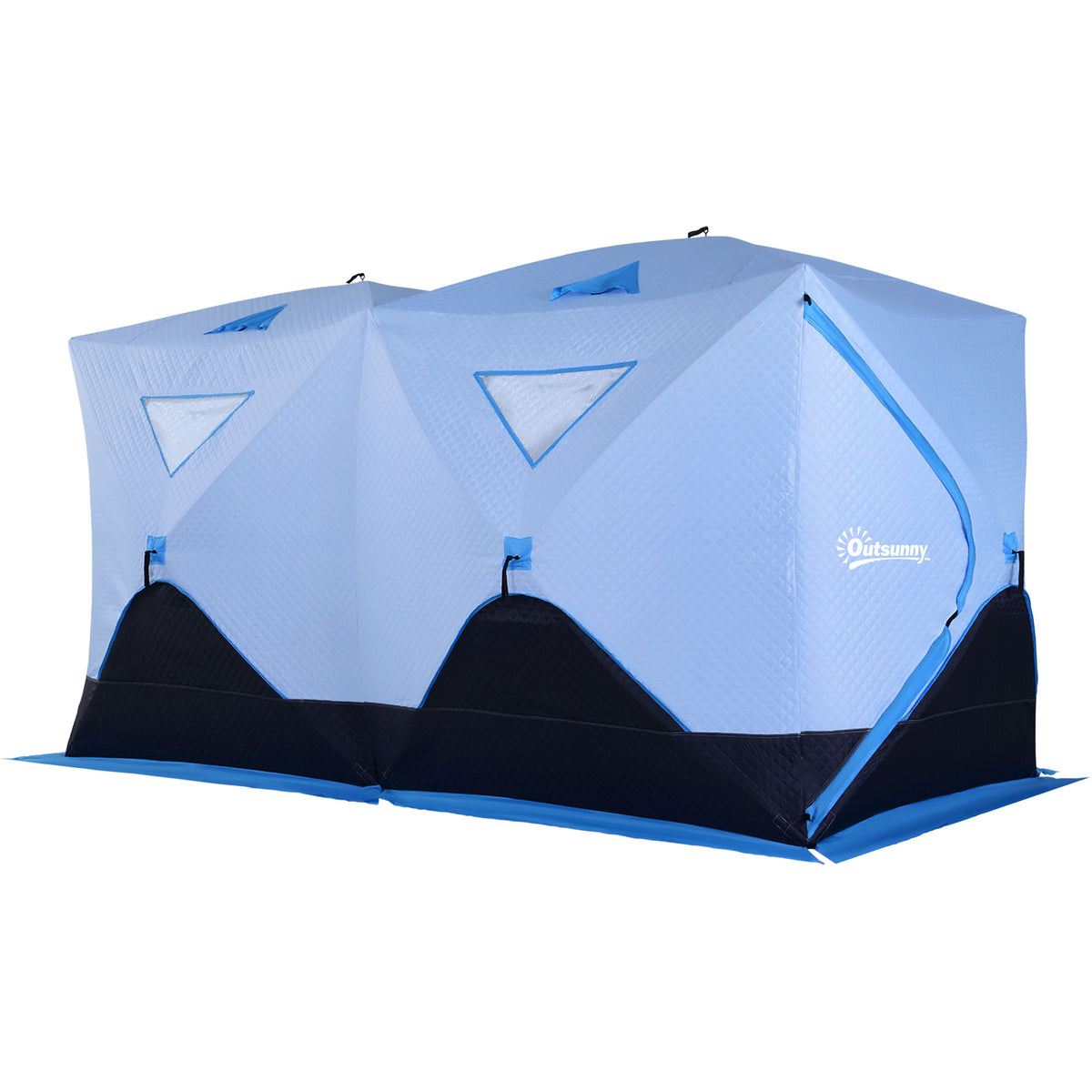 5-8 Person Insulated Ice Fishing Tent Shelter with Ventilation Windows and Carry Bag, for -22℉, Blue