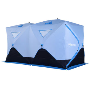 5-8 Person Insulated Ice Fishing Tent Shelter with Ventilation Windows and Carry Bag, for -22℉, Blue