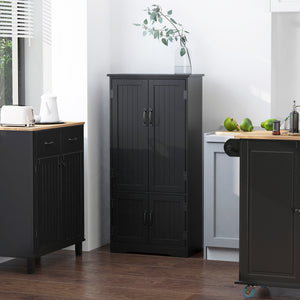 48" 4-Door Storage Cabinet Multi-Storey Large Space Pantry with Adjustable Shelves Black – view 7