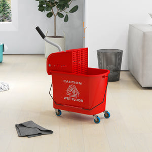 Compact Mop Bucket with Wringer, Mop Bucket on Wheels, 5 Gallon, Separate Dirty and Clean Water, Yellow – view 28