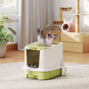 Enclosed Cat Litter Box with Lid, Scoop, Top Entry, Deodorization Bags, Drawer Type Cat Litter Tray – view 7