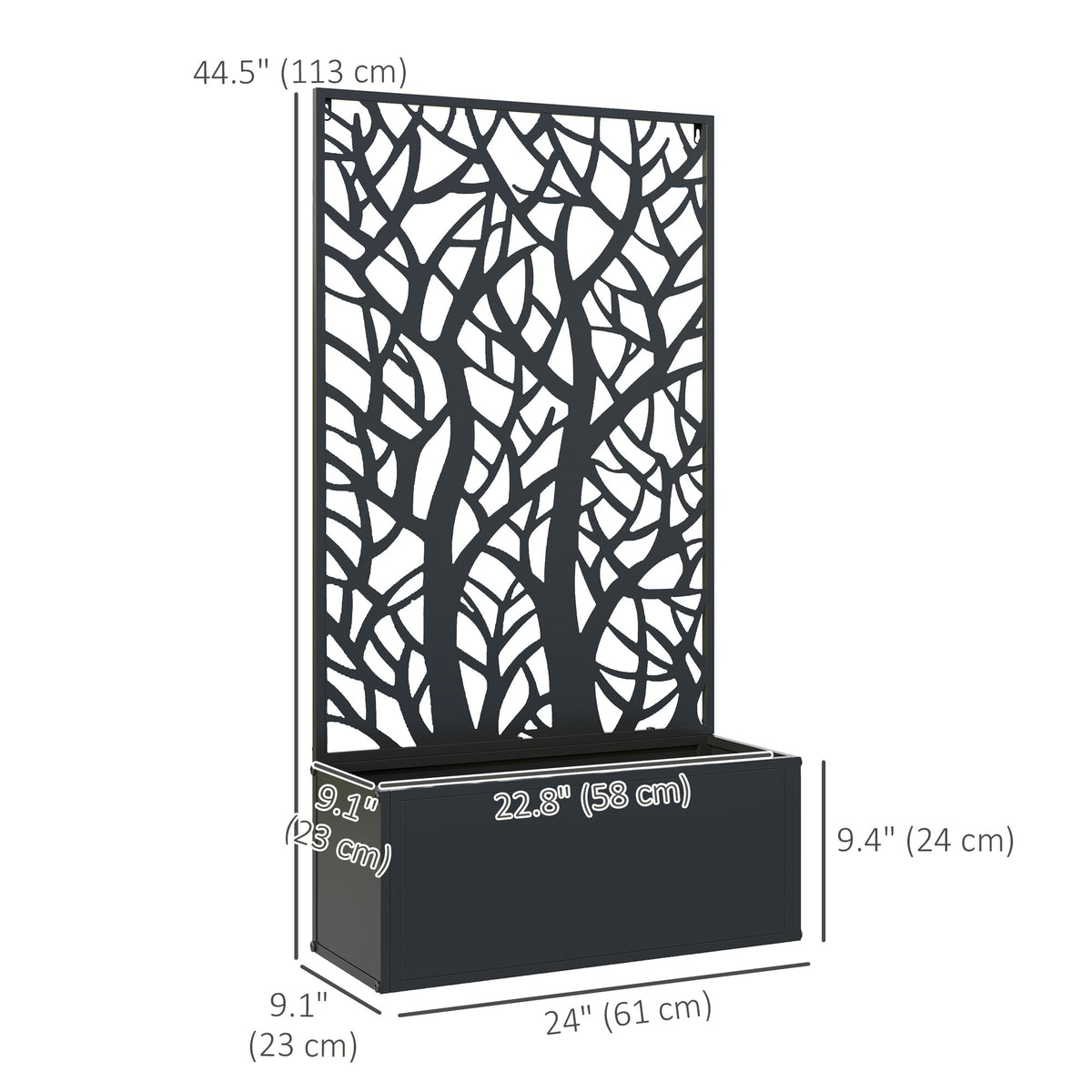 Metal Raised Garden Bed with Privacy Panel, Freestanding or Wall Mounted Outdoor Planter Box for Garden, Patio