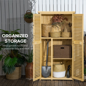 3' x 5' Wooden Garden Storage Shed, Sheds & Outdoor Storage with Asphalt Roof & 2 Large Wood Doors with Lock, Natural