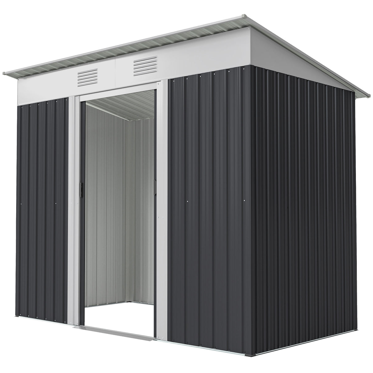 6' x 4' Outdoor Storage Shed, Metal Garden Tool Storage House Organizer with Lockable Sliding Doors and – view 22