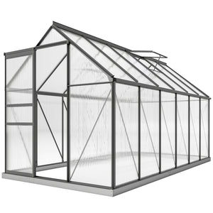 6' x 8' x 6.5' Walk-in Greenhouse, Polycarbonate Greenhouse with Adjustable Roof Vent, Base, Sliding Door – view 5