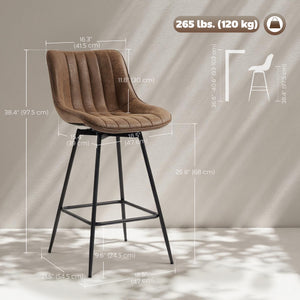 Set of 2 Counter Height Barstools, PU Leather Upholstered Bar Stools with Backrest – view 9