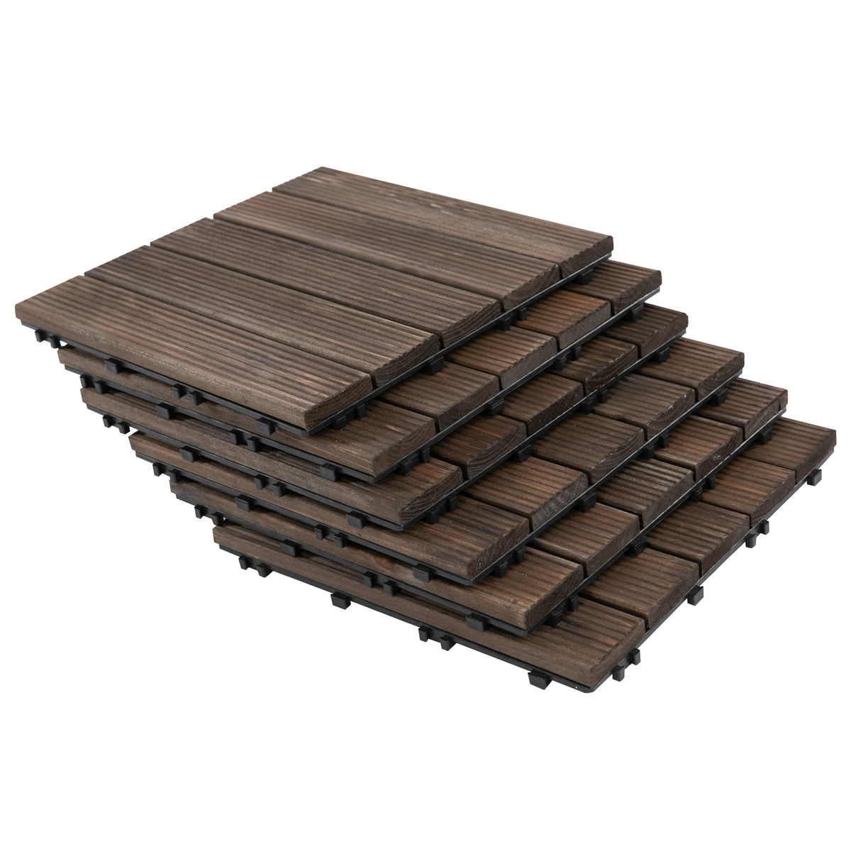 27 Pcs Wood Interlocking Deck Tiles, 12 x 12in Outdoor Flooring Tiles for Indoor and Outdoor Use