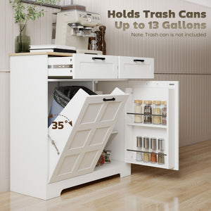 13 Gallon Tilt Out Garbage Cabinet, Kitchen Island with Trash Cabinet, 2 Drawers, Door Racks – view 10