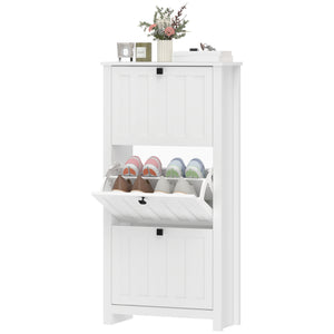 Slim Shoe Cabinet with 3 Flip Drawers, Shoe Storage Cabinet with Adjustable Shelves for Entryway