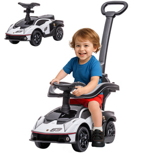 Aosom 3 in 1 Ride on Push Car for Toddlers, Licensed Kids Sliding Car with Safety Protection Footrest Horn