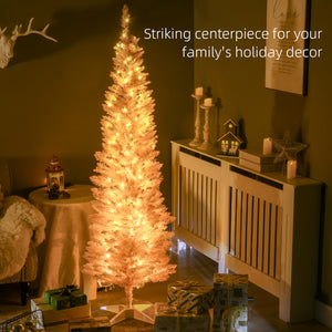 6' Pre Lit Artificial Pencil Christmas Trees, Xmas Tree with Realistic Branches and Warm White LED Lights – view 17
