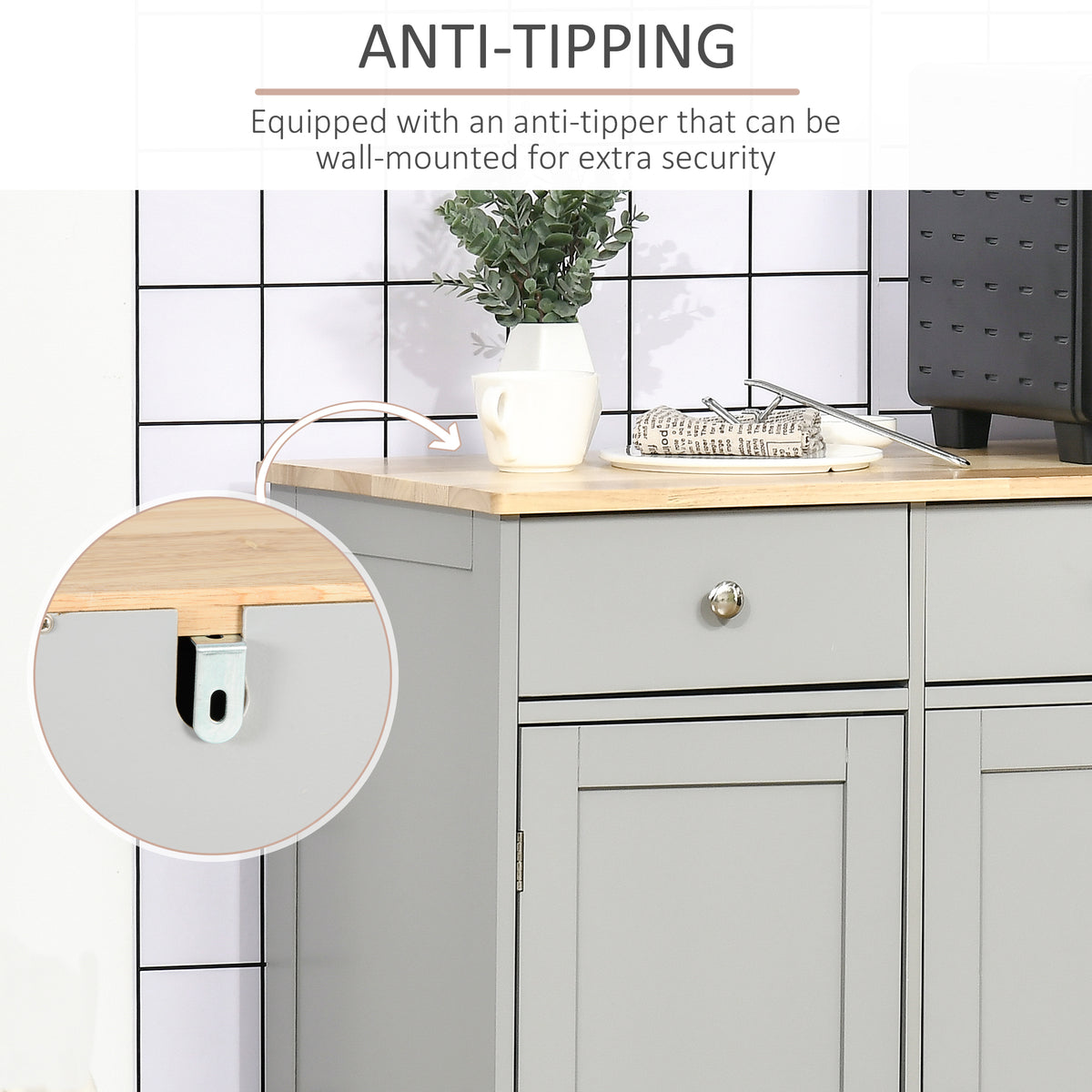 Modern Sideboard, Buffet Cabinet with Storage Cabinets, Drawers and Adjustable Shelves for Living Room, Grey
