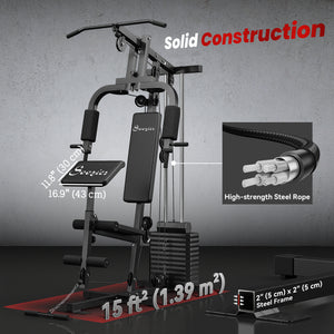 Soozier Home Gym Equipment Weight Training Machine, Multifunction Workout Machine with 143lbs Weight Stack for Full Body Workout and Strength Training
