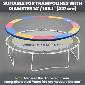 Soozier Trampoline Pad, 14FT Replacement Trampoline Safety Pad Mat Spring Cover, Water-Resistant, UV-Resistant, Tear-Resistant, No Holes for Pole