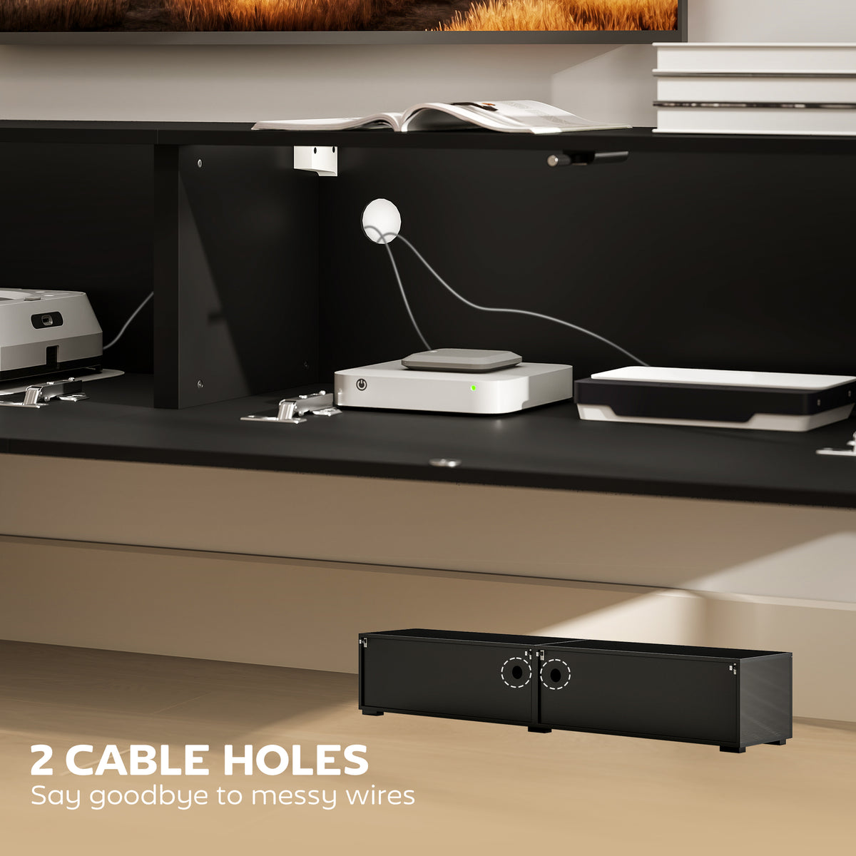 Floating TV Stand for TVs up to 75 Inch, 70.9" TV Cabinet, Entertainment Center with 2 Flip Doors – view 6