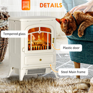 16" Freestanding Electric Fireplace Heater Fire Stove with Wood Burning Flame 750/1500W Black – view 13
