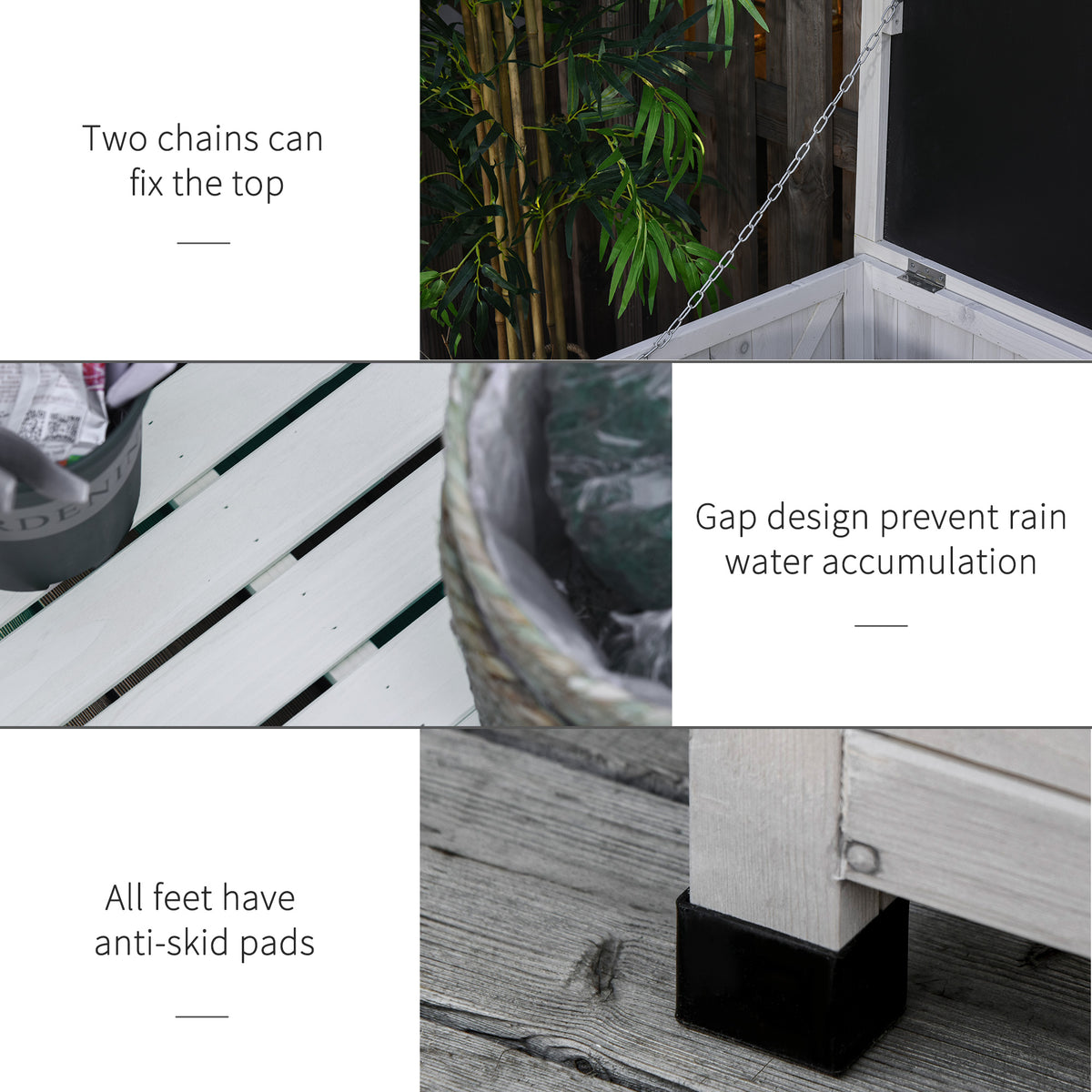 75 Gallon Wooden Storage Box patio Deck Box Bench, Garden Backyard Outdoor Storage Container with Aerating – view 12