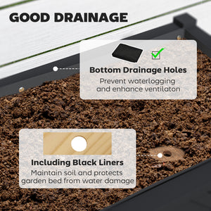 Wooden Raised Garden Bed, Elevated Planter Box with Storage Shelf, Drainage Holes and Liner – view 4