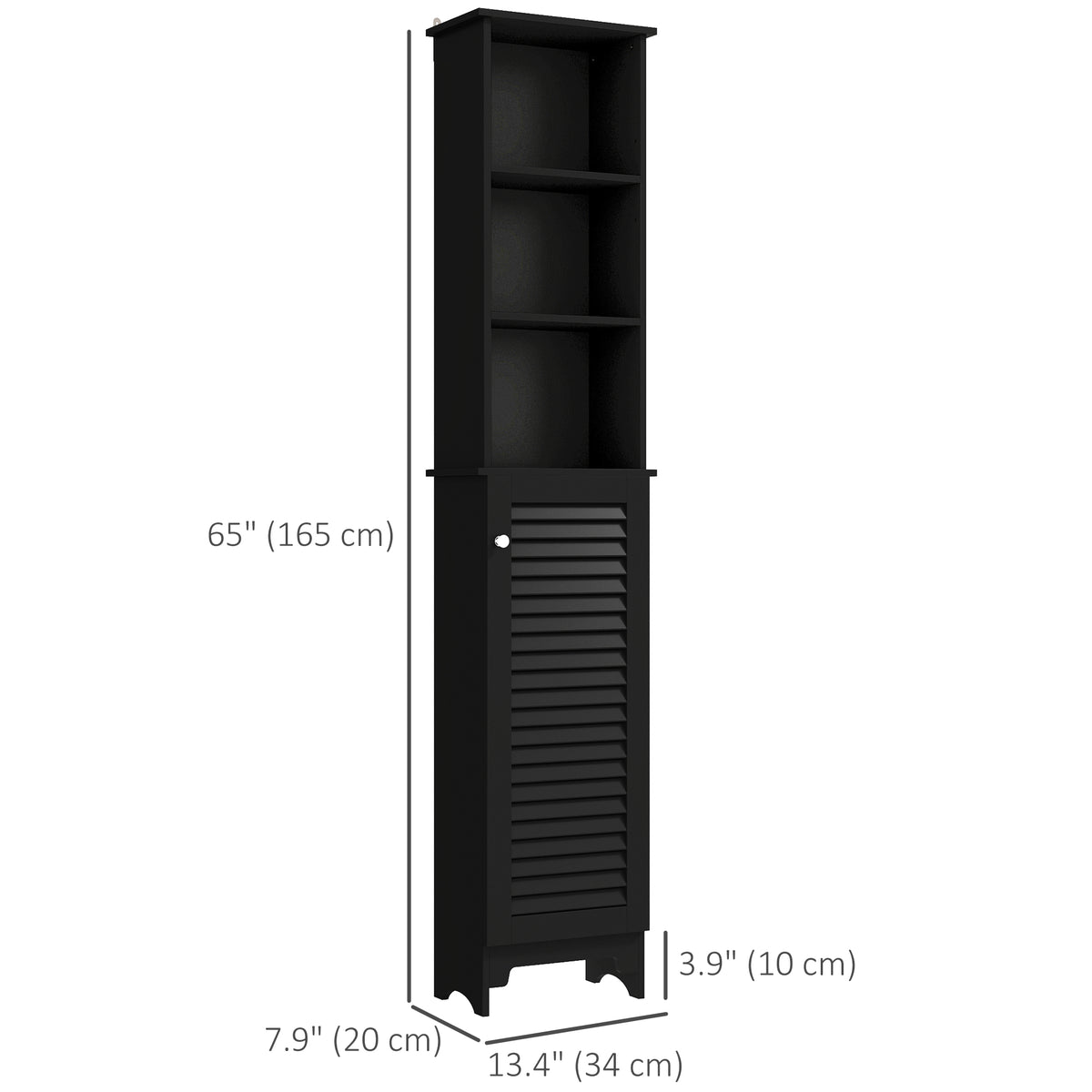 Tall Bathroom Storage Cabinet, Freestanding Linen Tower with 3-Tier Open Adjustable Shelf, White – view 9