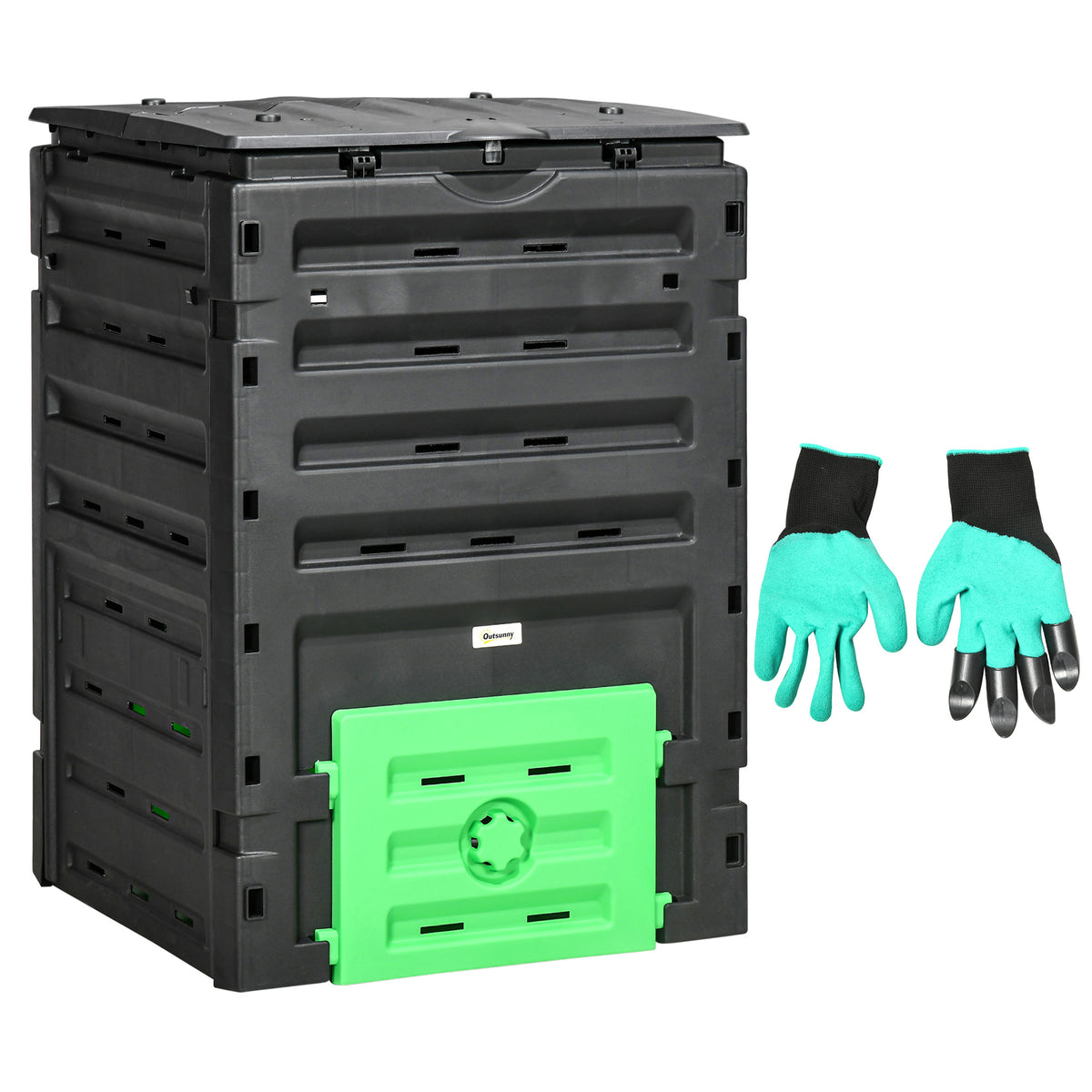 Compost Bin, Garden Composter with 80 Vents and 2 Doors, 120 Gallon (450L), Brown – view 8