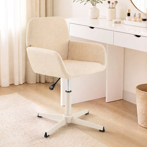 Vanity Chair with Back 360° Swivel Armchair w/ Adjustable Height for Home Office-Beige view 2