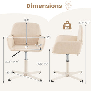 Vanity Chair with Back 360° Swivel Armchair w/ Adjustable Height for Home Office-Beige view 4