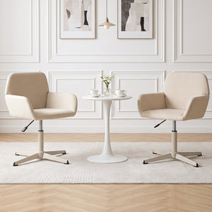 Vanity Chair with Back 360° Swivel Armchair w/ Adjustable Height for Home Office-Beige view 5