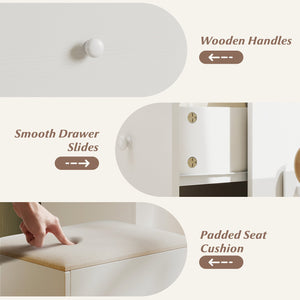 Vanity Desk with Mirror and Lights Makeup Dressing Table Vanity Table and Stool Set-White view 9