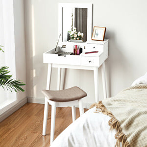 Vanity Dressing Table Set Flip Mirror Desk Furniture Stool view 2