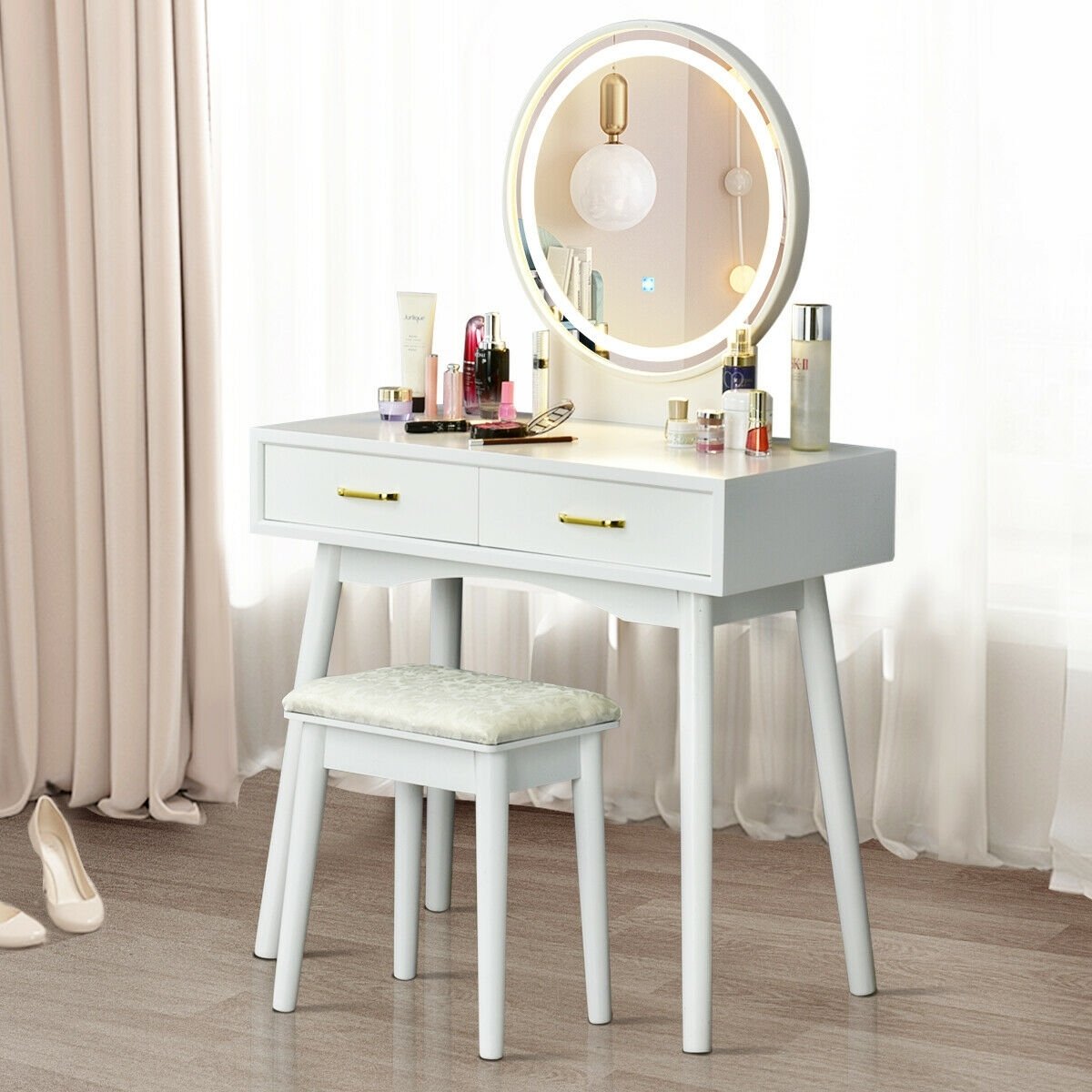 Vanity Dressing Table Set with 3 Lighting Modes view 2